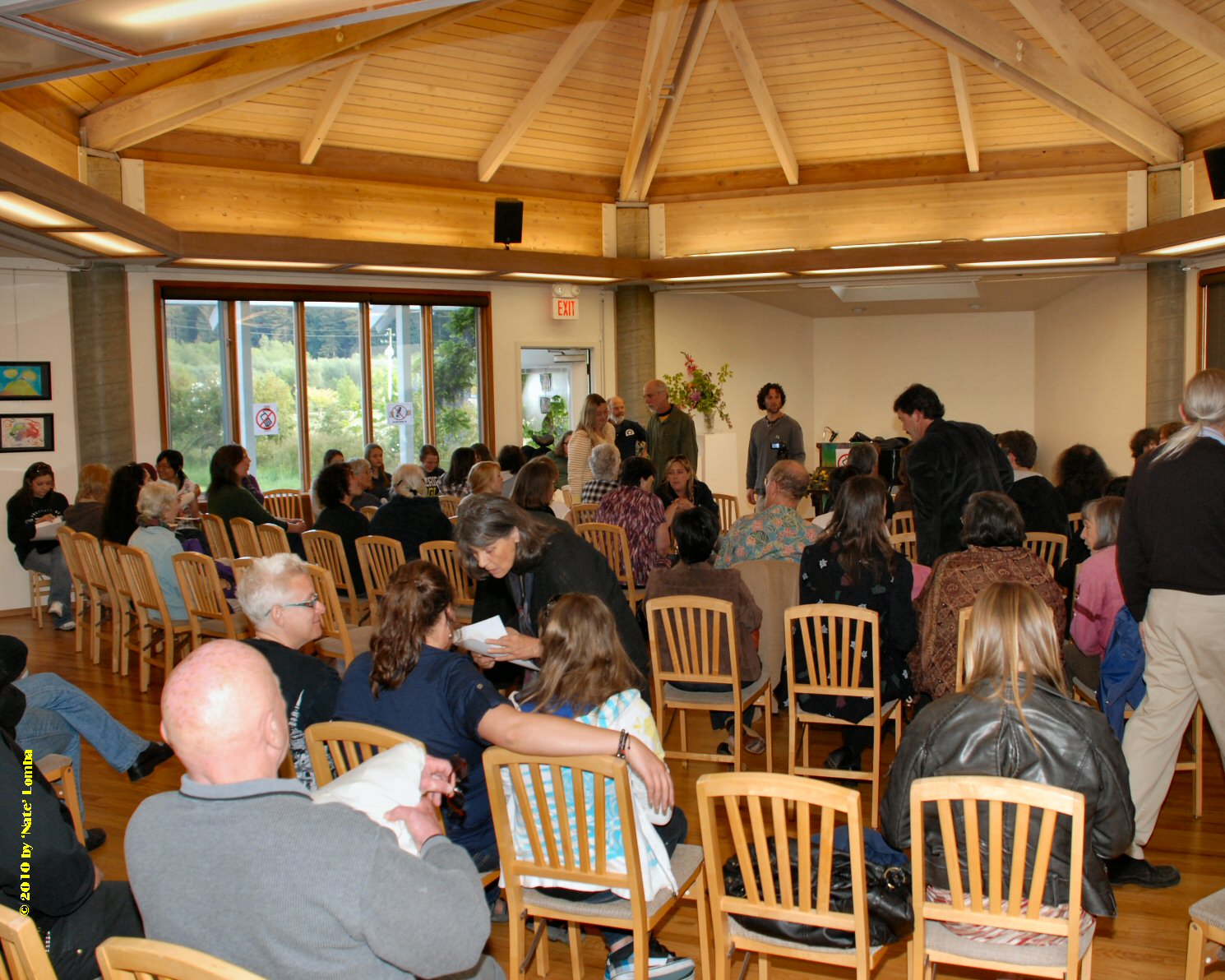 Assembling for the ceremony in the UU Fellowship hall